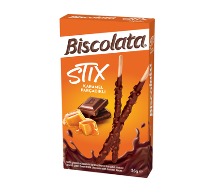 BISCOLATA STIX CARAMEL 36GR 16PCS MASTER BOX 6