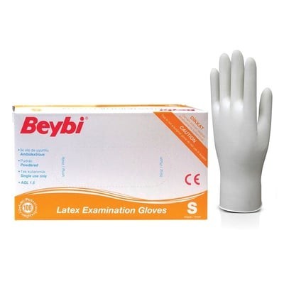 BEYBI LATEX POWDERED GLOVES SMALL 100PCS (MASTER BOX 1X20)