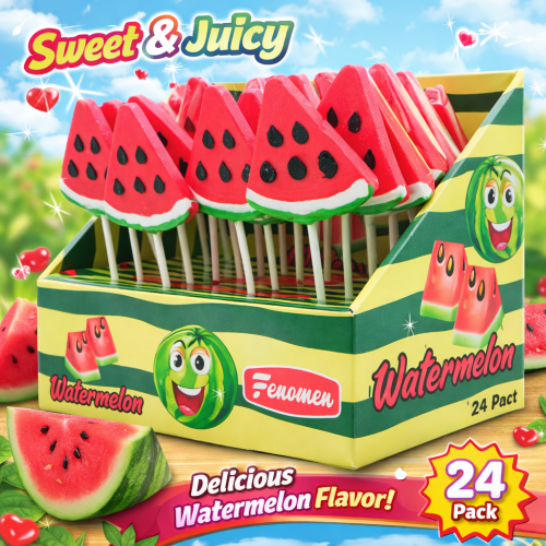 Fenomen Watermelon Candy 24pcs Box Watermelon Lollipop Turkish Novelty Sweets